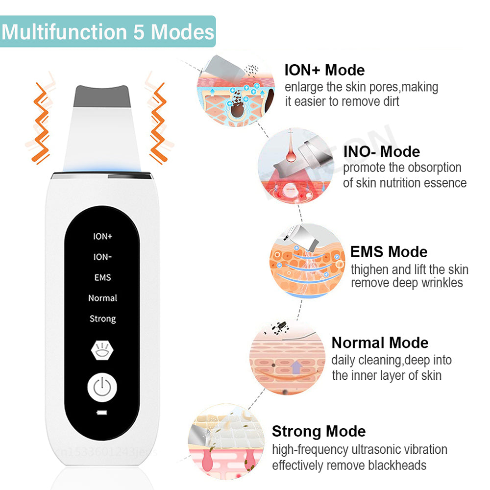 Ultrasonic Microcurrent Color Light Skin Scrubber